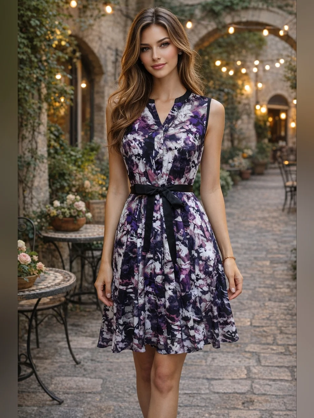 Simply Vera Vera Wang Floral Button-Front Dress Size 4 with Pockets Wedding - Picture 1 of 7